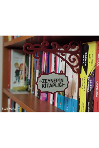 ScaleWorks Kişiye Özel Kitap Kurdu Hediyesi - İsimli Dekoratif Kitaplık Tabel...