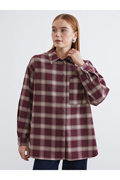 LC Waikiki Özmarka Νέας Σεζόν Καρό Oversize Γυναικείο Πουκάμισο Τουνίκ