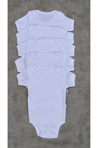 Livik Yarım Kollu 5 ' Li Pamuklu Beyaz Zıbın Ekonomik