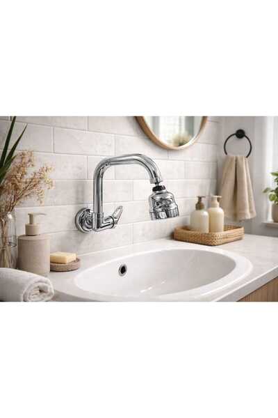 luxury faucet 3-Function Movable Head Wall-Mounted Single Water Tap for Kitch...