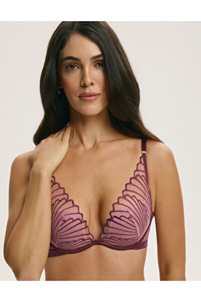 ESOTIQ Push Up Bra with Botanical Lace Embroidery Mesh Underwired & Reinforce...