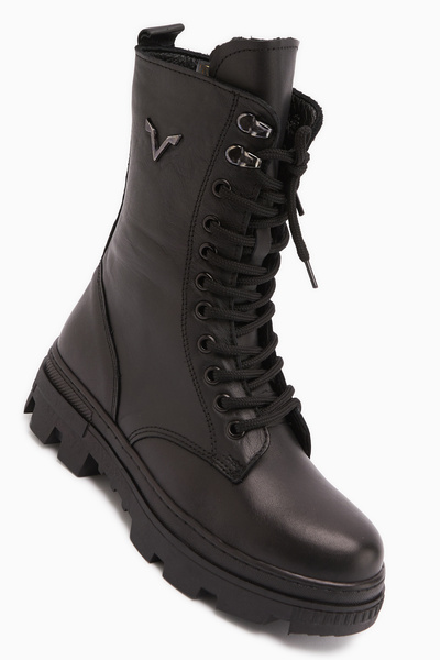 Limoya Sanela Genuine Leather Black Women's Boots