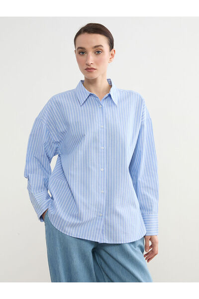 LC Waikiki Sparkling Choices Striped Women's Oxford Shirt from Shining Store