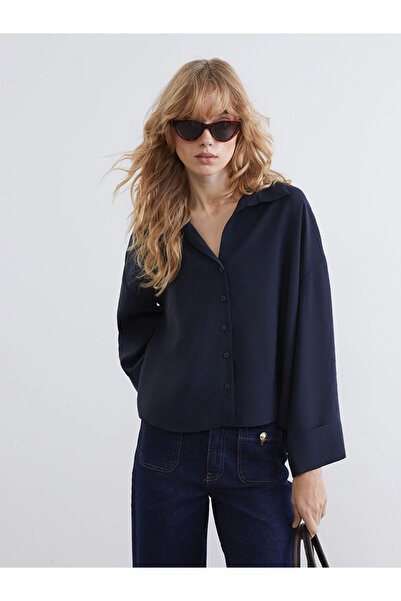 LC Waikiki Γυναικείο πουκάμισο Navy Blue Oversize