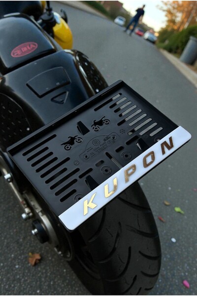 HMNL Motorsiklet KUPON Plakalık SARI KABARTMALI KROM YAZI 1 ADET Motor Plakası