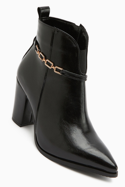 Limoya Sussi Black Patent Leather Heeled Women's Boots