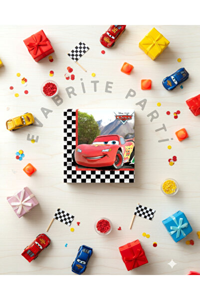 Evabrite Cars Lightning Mcqueen Themed Birthday Napkin - Pack of 20 - 33X33 c...