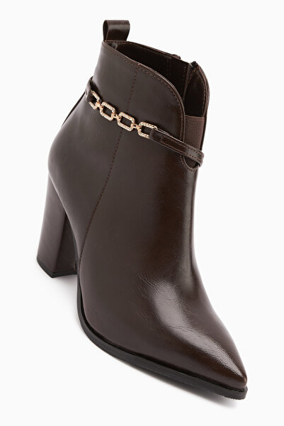 Limoya Sussi Brown Patent Leather Heeled Women's Boots