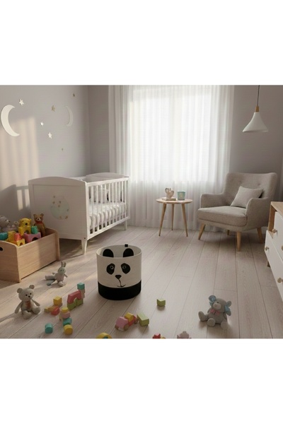 HAT HOME Coș drăguț pentru camera copiilor cu aspect de iută Panda – lucrat m...