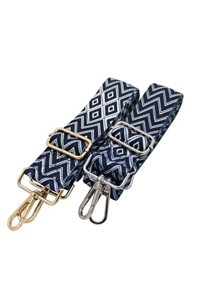 Anatolia Navy Blue White Zigzag Striped Adjustable Polyester Bag Strap 4Cmx12...