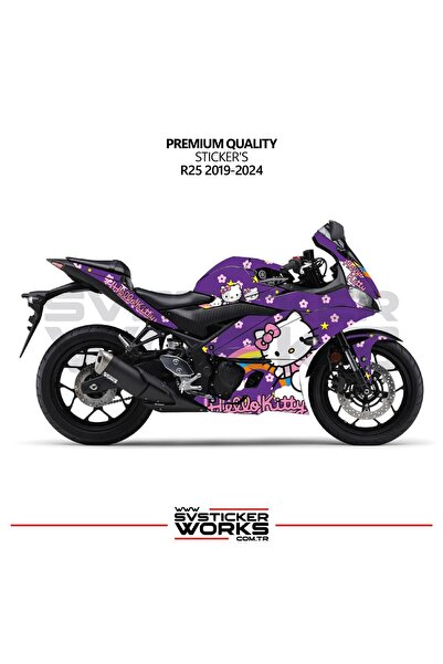 ARONA YAMAHA R25 Hello Kitty Kaplama Sticker Motor Kaplama Modeli Hazır Kit 2...