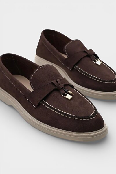 Pazzyonez Pantofi de damă, maro amar, din piele intoarsa, confortabili, ocazi...