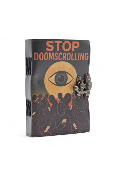 Cotomag Agenda din Piele de 200 Pagini (18x13 cm) – Stop Doom Scrolling / Car...