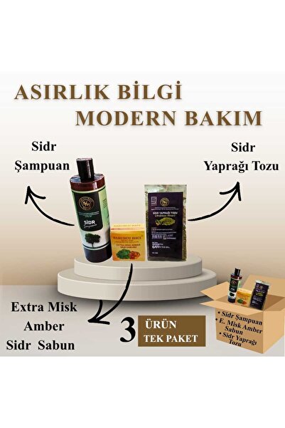 Sabuncu Hacı Es-Sidre Original Arabia Sidr Set of 3 Natural Shampoo. with Ext...