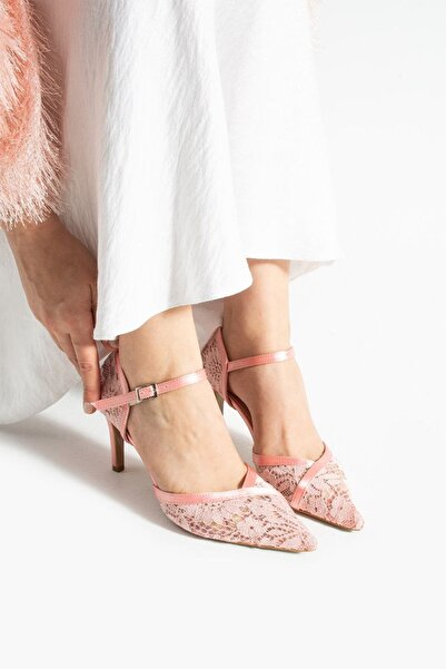 ELVI Pink Women's Lace Detailed Heeled Shoes [7] cm