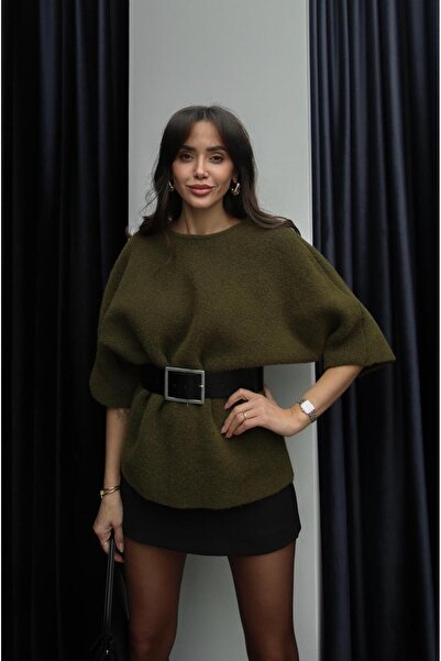 Havoş Khaki Sweater with Lace Detail on the Back