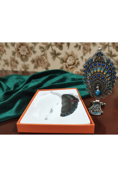 Meya design Tavus Kuşu Figürlü Ayna & Tarak Seti – Ayaklı Tasarım, Hediye Kutulu