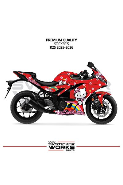 ARONA YAMAHA R25 Hello Kitty Kaplama Sticker Motor Kaplama Modeli Hazır Kit 2...