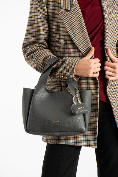 Teal Collection Faux Leather Handbag 3 Compartments Adjustable Shoulder Strap...