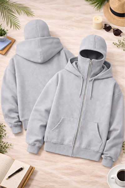 Pink Sky Unisex Printed Zipper Hooded Sweatshirt