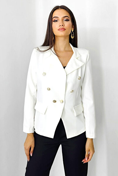 FashionForYou Zayre women's jacket, with decorative buttons and flap pockets,...