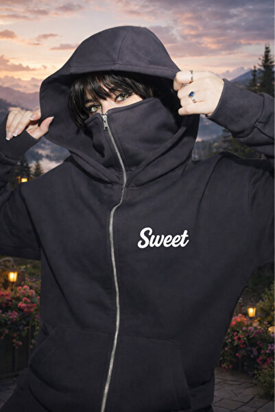 Pink Sky Unisex Sweet Printed Zippered Hooded Sweatshirt