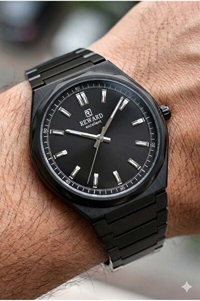 Reward Siyah Erkek Kol Saati | 42 mm Çelik Kasa, Siyah Kadran, Siyah Çelik Ko...
