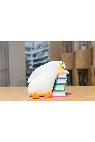 Atsutech Hediye Sevimli Ördek Biblo Figür - Kitap Sevenlere Özel Masa Üstü De...