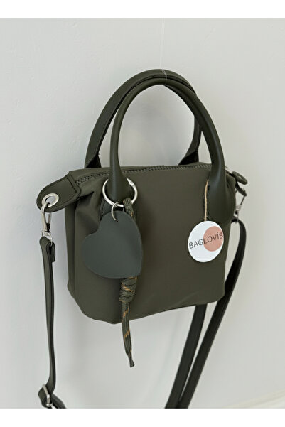 BAGLOVİS حقيبة كتف نسائية صغيرة من القماش الكاكي EN18 BOY15