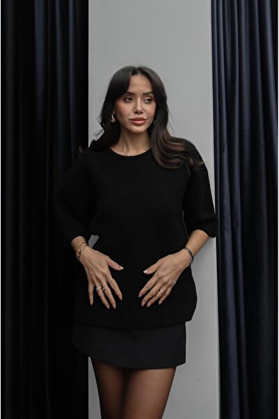 Havoş Black Sweater with Lace Detail on the Back