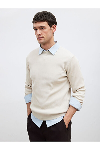 LC Waikiki Ανδρικό πλεκτό πουλόβερ LCW Vision Crew Neck κοτλέ