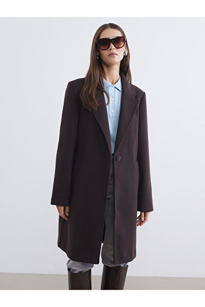 LC Waikiki Brown Jacket Collar Women's Cashmere Coat