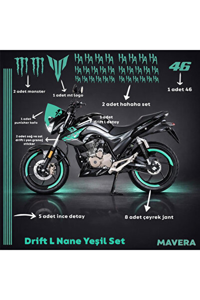 Mavera Stickers Mondial Drift L İçin 51 Parça Nane Yeşili Mavera Premium Stic...
