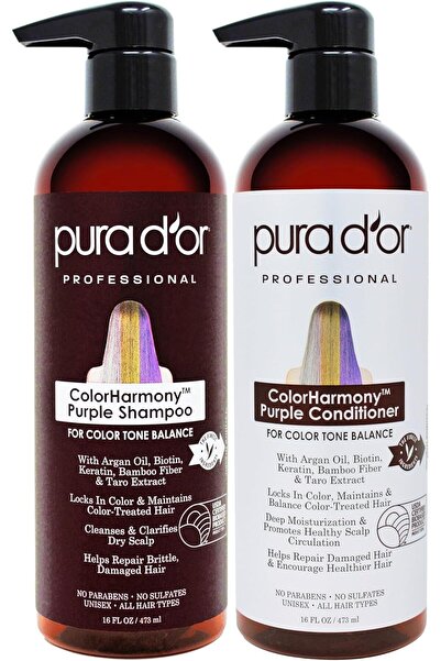 Pura D'or Biotin Color Harmony Purple Shampoo and Conditioner Set