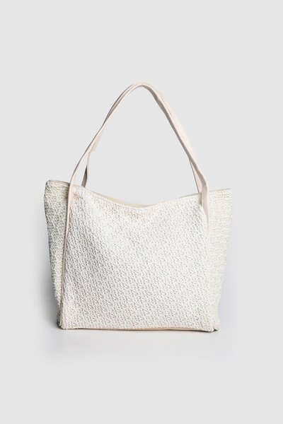 Store حقيبة كتف نسائية كبيرة الحجم من القش