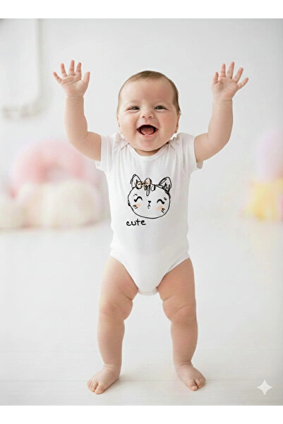 Yonca Çocuk Fantastic Baby 2929 Cute Printed Suspender Bodysuit with Snap Fas...