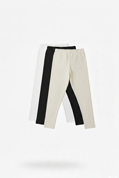 Shifre Βαμβακερά Παιδικά Κολάν Λύκρα Μαύρο Λευκό Εκρού (3 Τεμάχια)