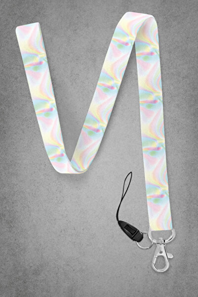 BUEMİ Pastel Reflections Patterned Neck Strap, Neck Strap Lanyard, Card and P...