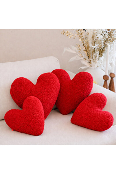 Yastıkland KIRMIZI KALP PELUŞ 4’LÜ DEKOR YASTIKLAR