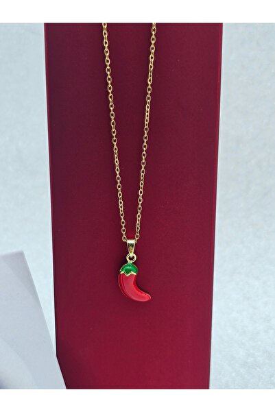 Mosso Steel قلادة من الفولاذ على شكل فلفل باللون الأحمر والأخضر والذهبي