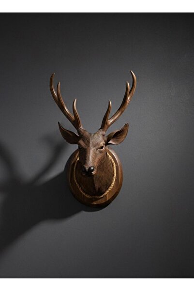 Elips Hediyelik AHŞAP DUVAR OBJE GEYİK BAŞI 60 cm