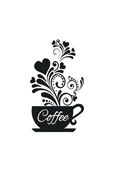 Yash Decorative sticker, Coffee Cup pattern, 26.5 x 42 cm, black color