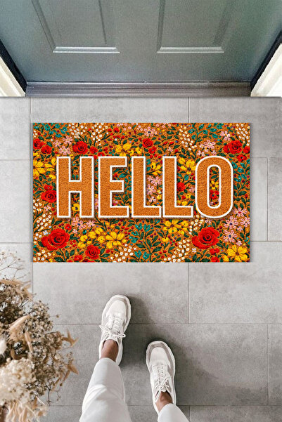 Rugmood Modern Digital Printing - Floral Pattern Welcome Doormat - Front Door...