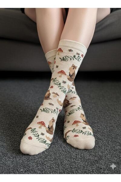 WOOK SOCKS Women's Socks with Fox and Mushroom Pattern