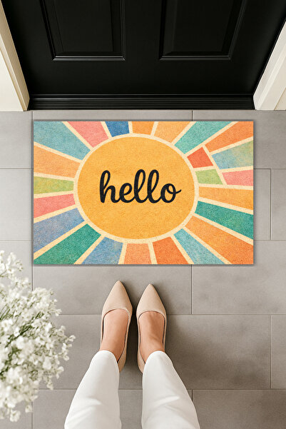 Dormot Modern Digital Printing - Colorful Sun Pattern Welcome - Front Door Mat