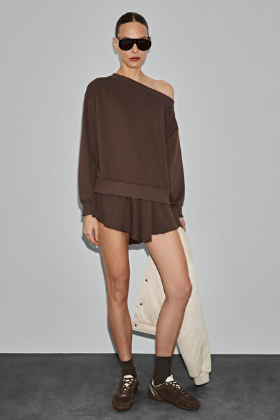 GRIMELANGE PUNNUET Kadın Organik Pamuklu Kayık Yaka Beli Lastikli Çift Cepli ...