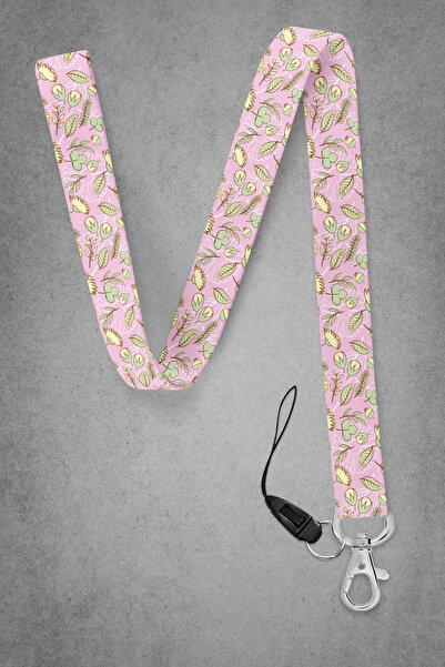 BUEMİ Pink Flowers Neck Strap, Neck Strap Lanyard, Card and Phone Holder - Ba...