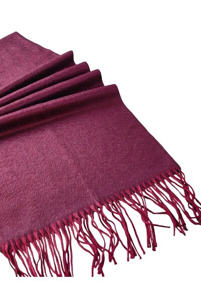 mim eşarp Thick Winter Plain Pattern Soft Textured Fringed Shawl – 50×185 cm