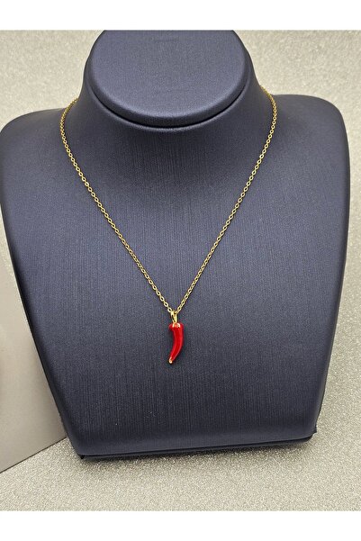 Mosso Steel قلادة من الفولاذ على شكل فلفل باللون الأحمر الذهبي
