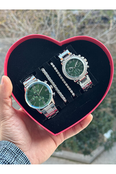 Tulpar Special Design Lover Couple Wristwatch Set in Red Heart Box